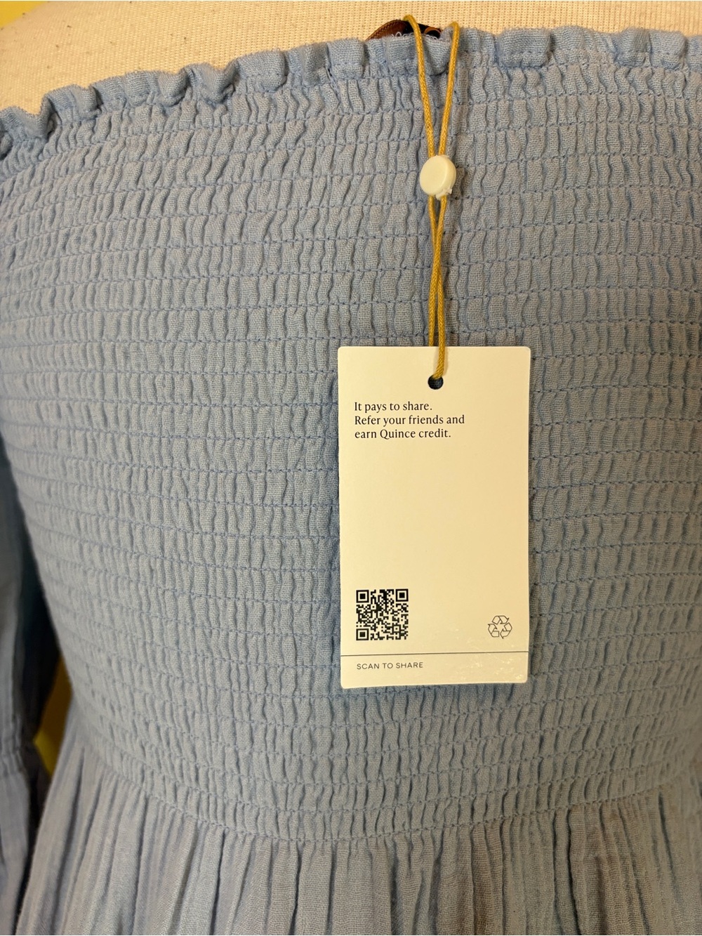 Quince Light Blue Puff-Sleeve Midi Dress- Maternt - Picture 3 of 11